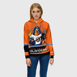 Толстовка-худи женская New York Islanders, цвет: 3D-черный — фото 2