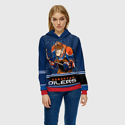 Толстовка-худи женская Edmonton Oilers, цвет: 3D-красный — фото 2