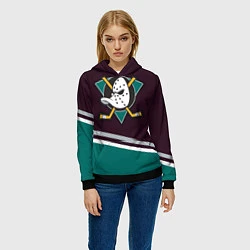 Толстовка-худи женская Anaheim Ducks, цвет: 3D-черный — фото 2