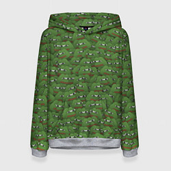 Толстовка-худи женская Грустные лягушки, цвет: 3D-меланж