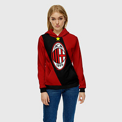 Толстовка-худи женская Milan FC: Red Collection, цвет: 3D-черный — фото 2