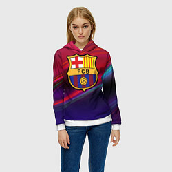 Толстовка-худи женская ФК Барселона, цвет: 3D-белый — фото 2