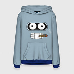 Толстовка-худи женская Лицо Бендера, цвет: 3D-синий