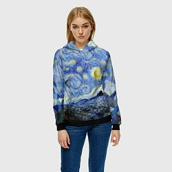 Толстовка-худи женская Звездная ночь, цвет: 3D-черный — фото 2