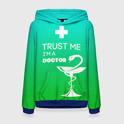 Толстовка-худи женская Trust me, i'm a doctor, цвет: 3D-синий