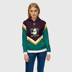 Толстовка-худи женская NHL: Anaheim Ducks, цвет: 3D-белый — фото 2