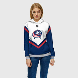 Толстовка-худи женская NHL: Columbus Blue Jackets, цвет: 3D-меланж — фото 2