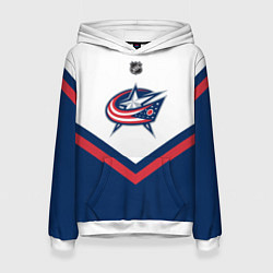 Толстовка-худи женская NHL: Columbus Blue Jackets, цвет: 3D-белый