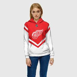 Толстовка-худи женская NHL: Detroit Red Wings, цвет: 3D-белый — фото 2