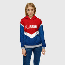 Толстовка-худи женская Russia Team, цвет: 3D-меланж — фото 2