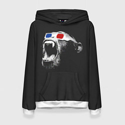 Толстовка-худи женская 3D Monkey, цвет: 3D-белый