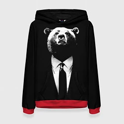 Толстовка-худи женская Медведь бизнесмен, цвет: 3D-красный