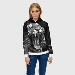 Толстовка-худи женская Гнев тигра, цвет: 3D-белый — фото 2