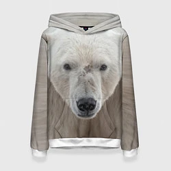 Толстовка-худи женская Белый медведь, цвет: 3D-белый