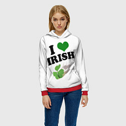 Толстовка-худи женская Ireland, I love Irish, цвет: 3D-красный — фото 2