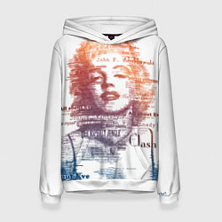 Толстовка-худи женская Мэрилин Монро - текстовый портрет, цвет: 3D-белый