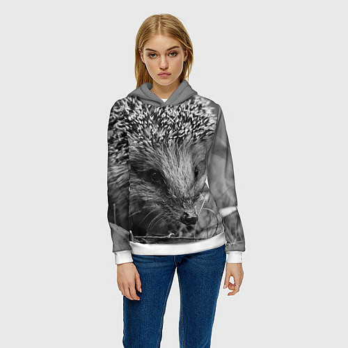 Женская толстовка Взгляд ёжика / 3D-Белый – фото 3