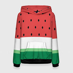 Толстовка-худи женская Сочный арбуз, цвет: 3D-черный