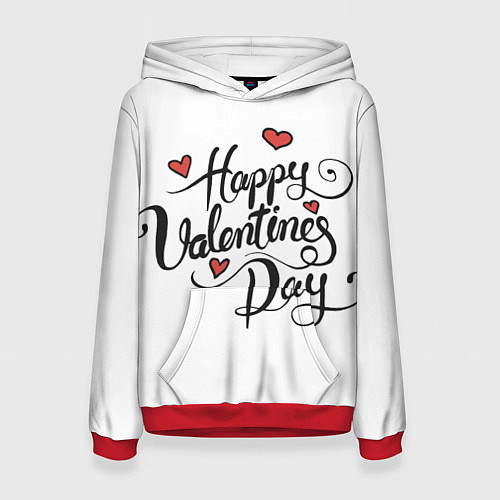 Женская толстовка Happy Valentines Day / 3D-Красный – фото 1