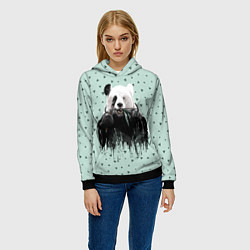 Толстовка-худи женская Панда-художник, цвет: 3D-черный — фото 2