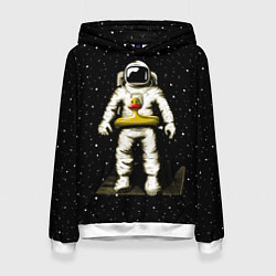 Толстовка-худи женская Космонавт с уточкой, цвет: 3D-белый