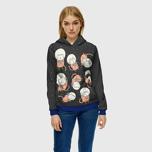 Женская толстовка Космические котики / 3D-Синий – фото 3