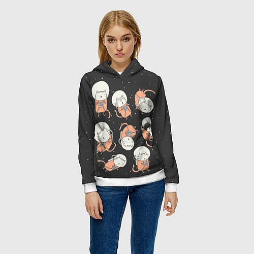 Женская толстовка Космические котики / 3D-Белый – фото 3