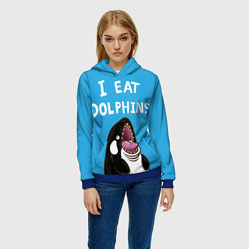 Женская толстовка I eat dolphins / 3D-Синий – фото 3