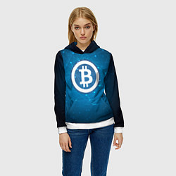 Толстовка-худи женская Bitcoin Blue, цвет: 3D-белый — фото 2