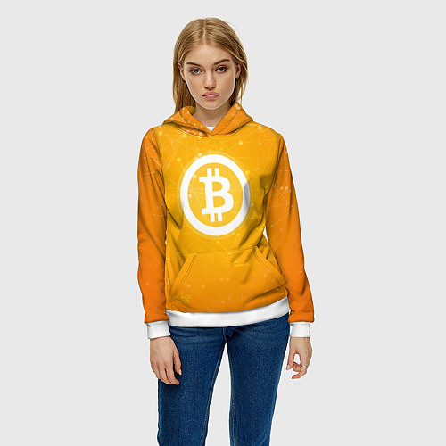 Женская толстовка Bitcoin Orange / 3D-Белый – фото 3