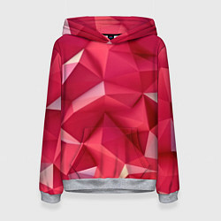 Толстовка-худи женская Розовые грани, цвет: 3D-меланж