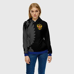 Толстовка-худи женская Russia - Black collection, цвет: 3D-синий — фото 2