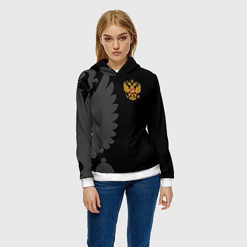 Женская толстовка Russia - Black collection / 3D-Белый – фото 3