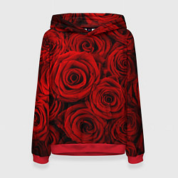 Толстовка-худи женская Красные розы, цвет: 3D-красный