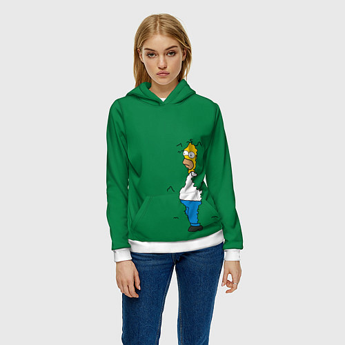 Женская толстовка Гомер в кустах / 3D-Белый – фото 3