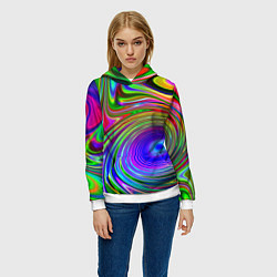 Толстовка-худи женская Галлюцинации, цвет: 3D-белый — фото 2