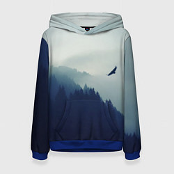 Толстовка-худи женская Орел над Лесом, цвет: 3D-синий