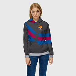 Толстовка-худи женская Barcelona FC: Dark style, цвет: 3D-меланж — фото 2