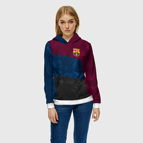 Женская толстовка FC Barcelona: Dark polygons / 3D-Белый – фото 3
