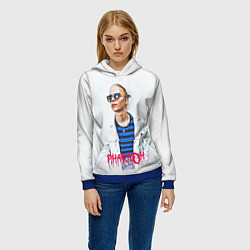 Толстовка-худи женская Pharaoh: White side, цвет: 3D-синий — фото 2