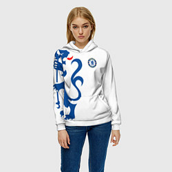 Толстовка-худи женская FC Chelsea: White Lion, цвет: 3D-белый — фото 2