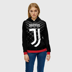 Толстовка-худи женская FC Juventus: Black Lines, цвет: 3D-красный — фото 2