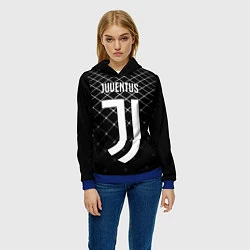 Толстовка-худи женская FC Juventus: Black Lines, цвет: 3D-синий — фото 2