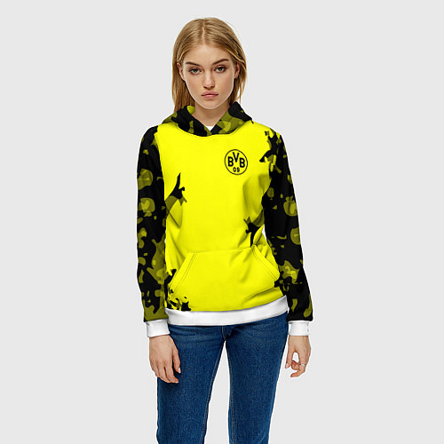 Женская толстовка FC Borussia Dortmund: Yellow Original / 3D-Белый – фото 3