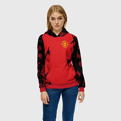 Толстовка-худи женская FC Manchester United: Red Original, цвет: 3D-красный — фото 2