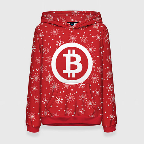 Женская толстовка Bitcoin: New Year / 3D-Красный – фото 1