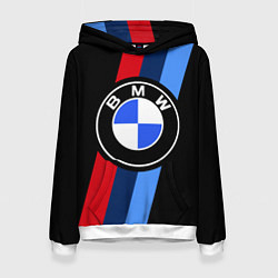 Толстовка-худи женская BMW 2021 M SPORT БМВ М СПОРТ, цвет: 3D-белый