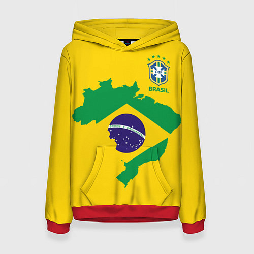 Женская толстовка Сборная Бразилии: желтая / 3D-Красный – фото 1
