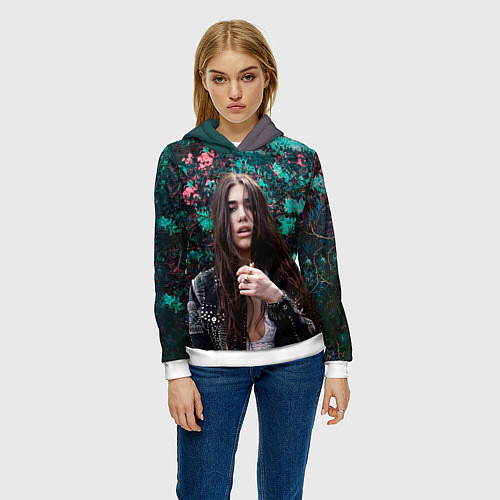Женская толстовка Dua Lipa: Floral / 3D-Белый – фото 3