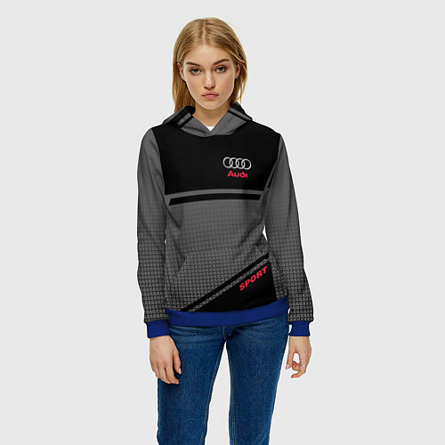 Женская толстовка Audi: Crey & Black / 3D-Синий – фото 3